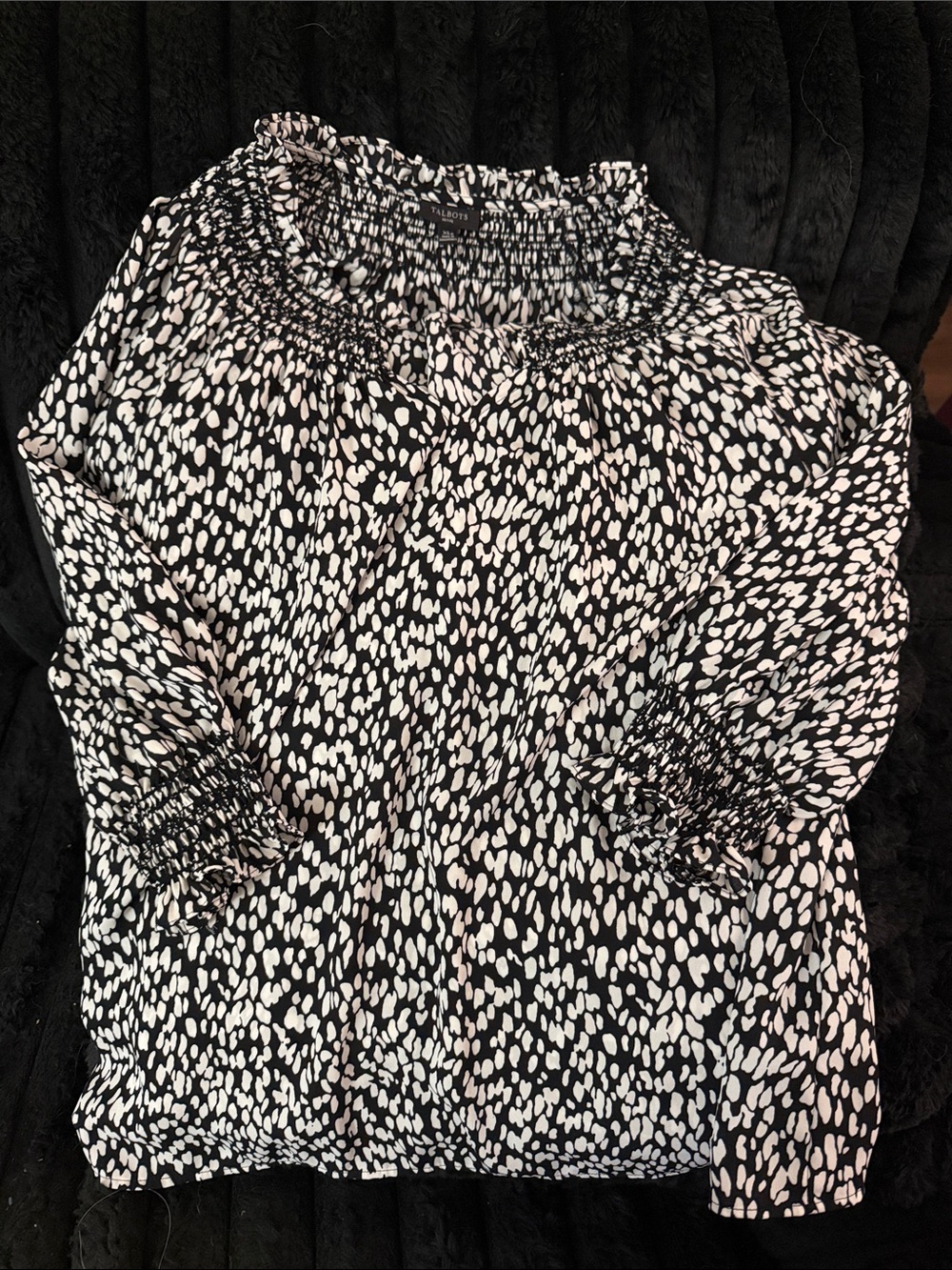 Talbot’s Petite Blouse Black & White Printed Women's Top